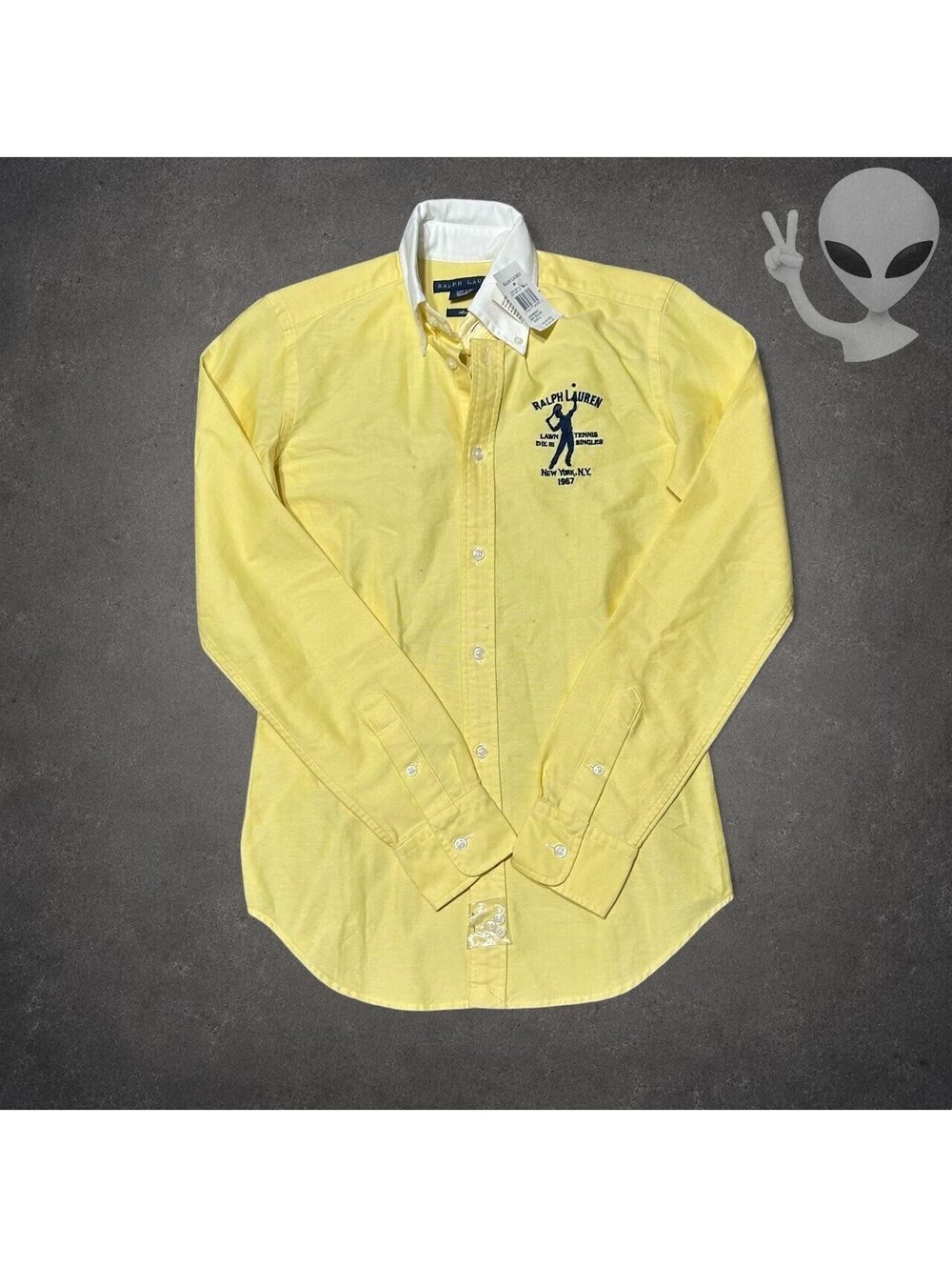 Polo Ralph Lauren Button Up Shirt Womens 2 Yellow Contrast Collar Slim Fit NWT
